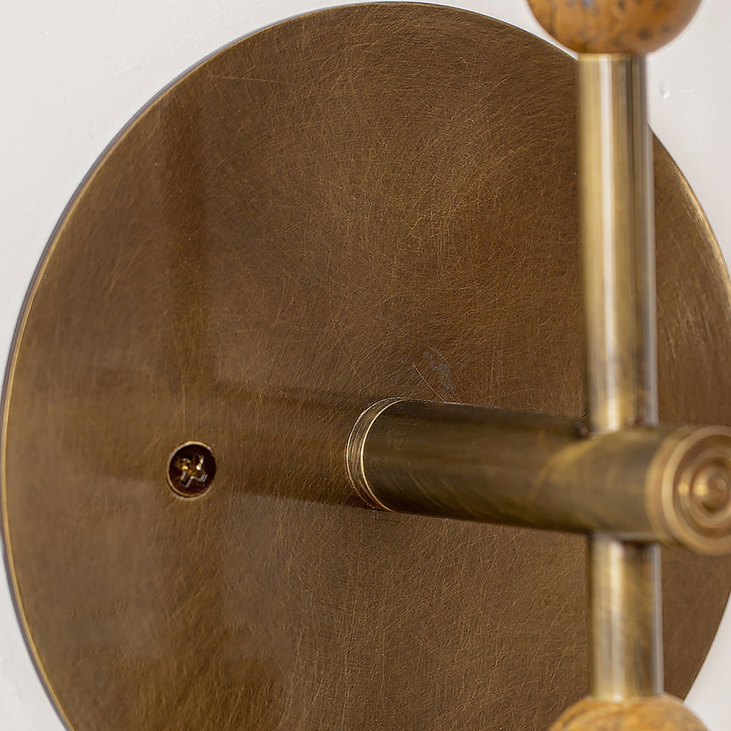 Toam Marble Brass Wall Lamp, Persepolis Inspired, Antique Brass Finish, 18.9 And 27.6 Inch