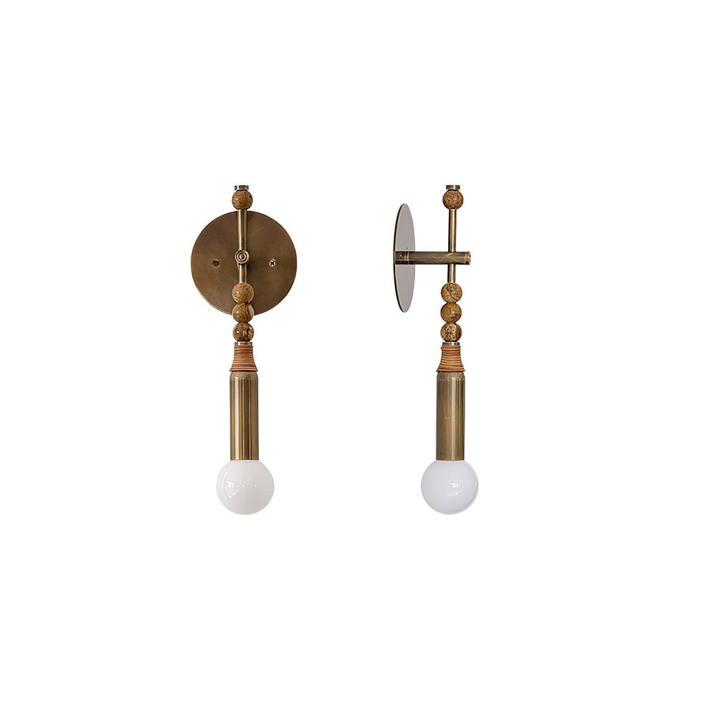 Toam Marble Brass Wall Lamp, Persepolis Inspired, Antique Brass Finish, 18.9 And 27.6 Inch
