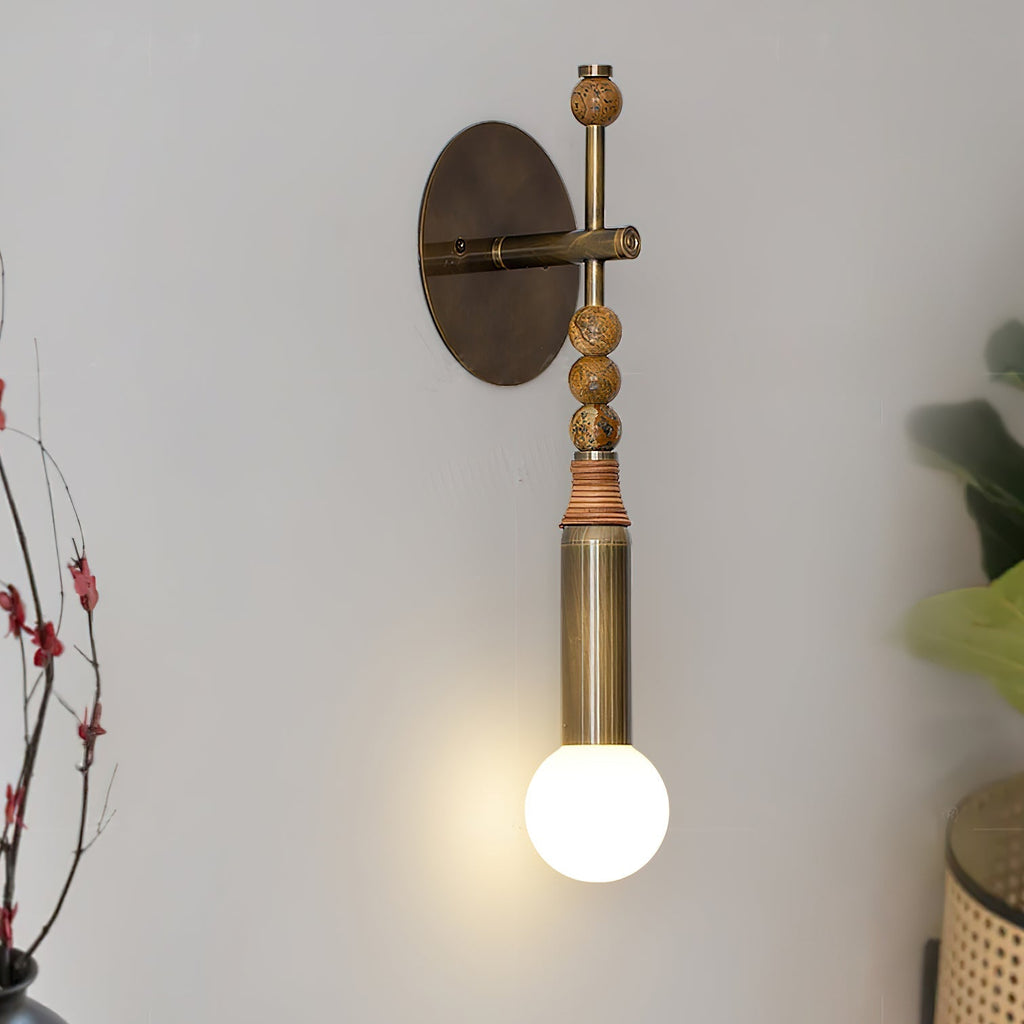 Toam Marble Brass Wall Lamp, Persepolis Inspired, Antique Brass Finish, 18.9 And 27.6 Inch