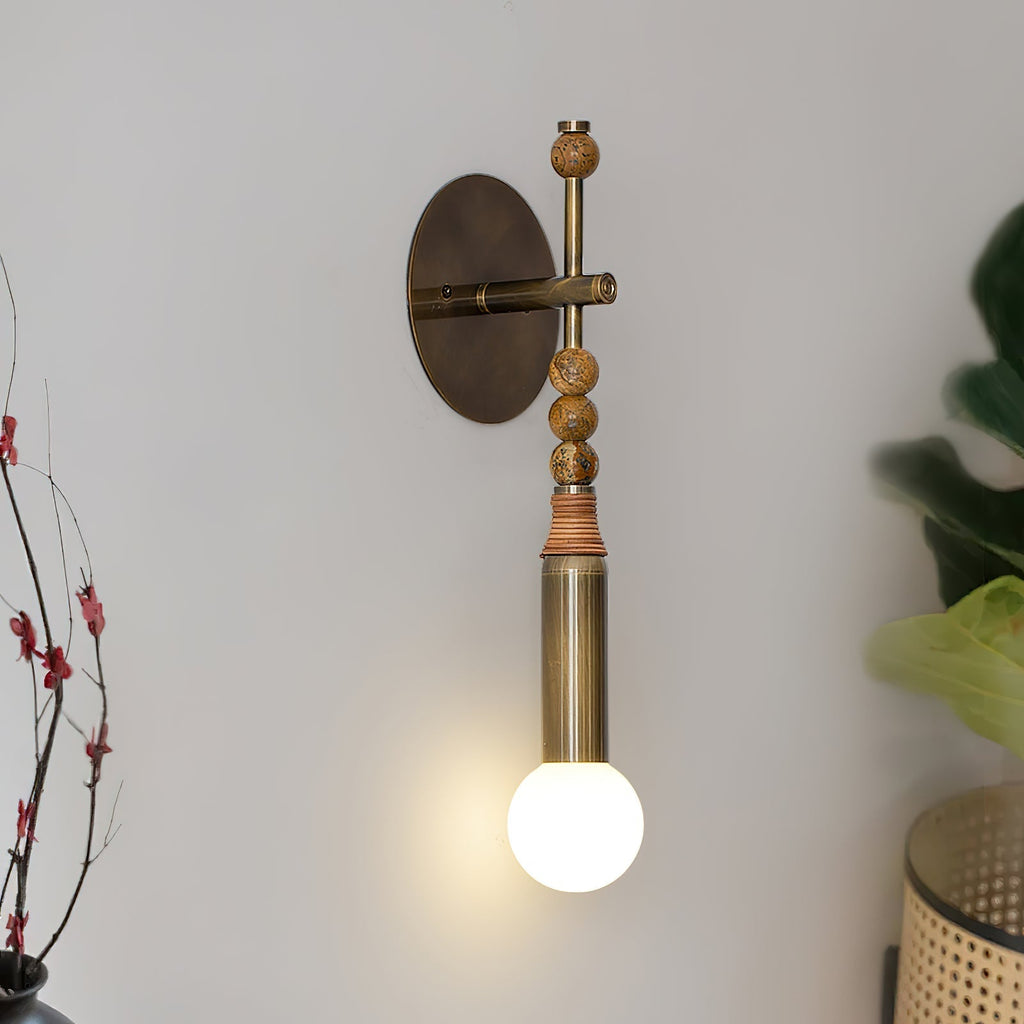 Toam Marble Brass Wall Lamp, Persepolis Inspired, Antique Brass Finish, 18.9 And 27.6 Inch