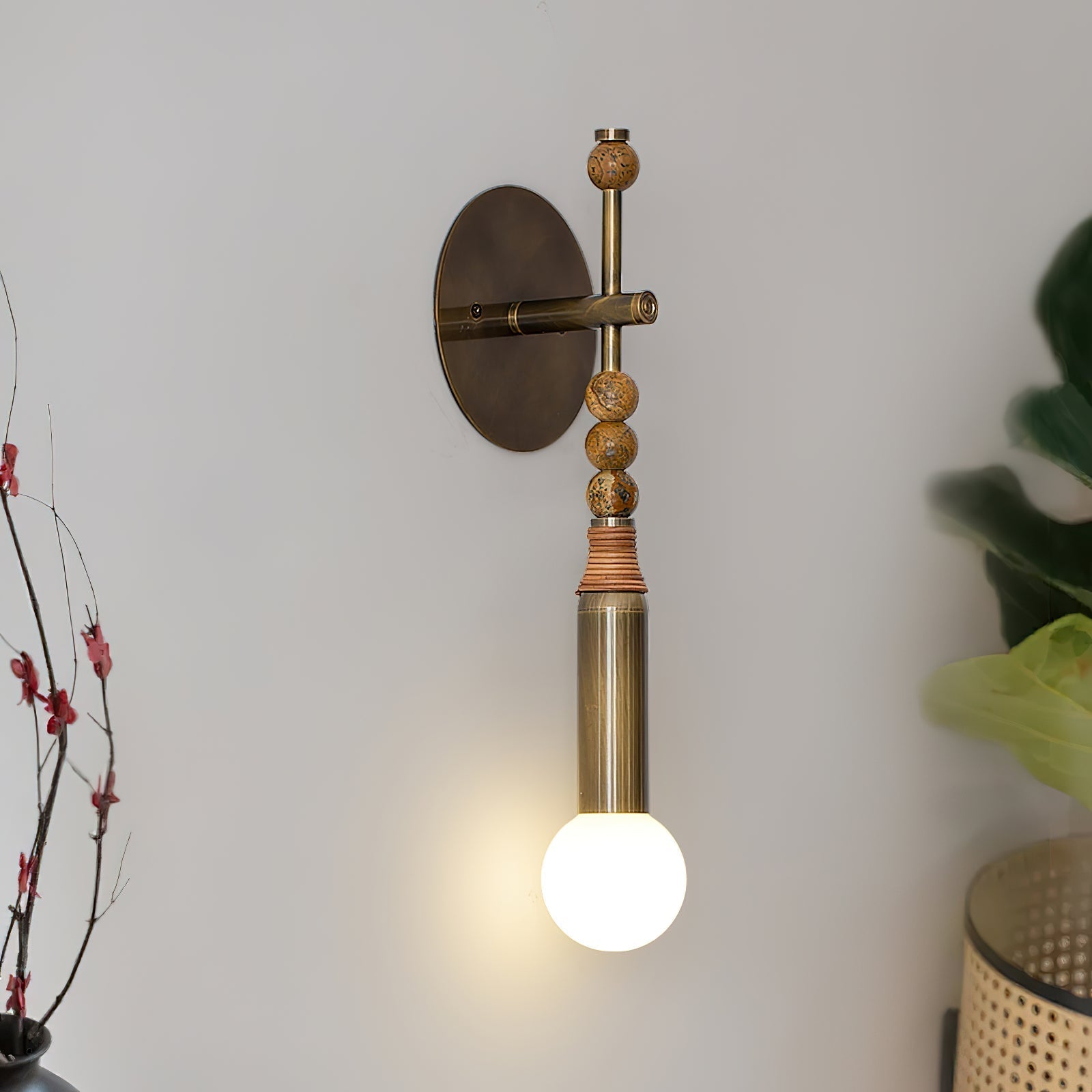 Toam Marble Brass Wall Lamp, Persepolis Inspired, Antique Brass Finish, 18.9 And 27.6 Inch