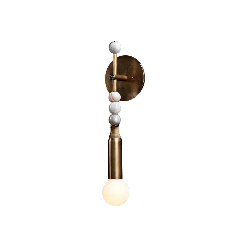 Toam Marble Brass Wall Lamp, Persepolis Inspired, Antique Brass Finish, 18.9 And 27.6 Inch