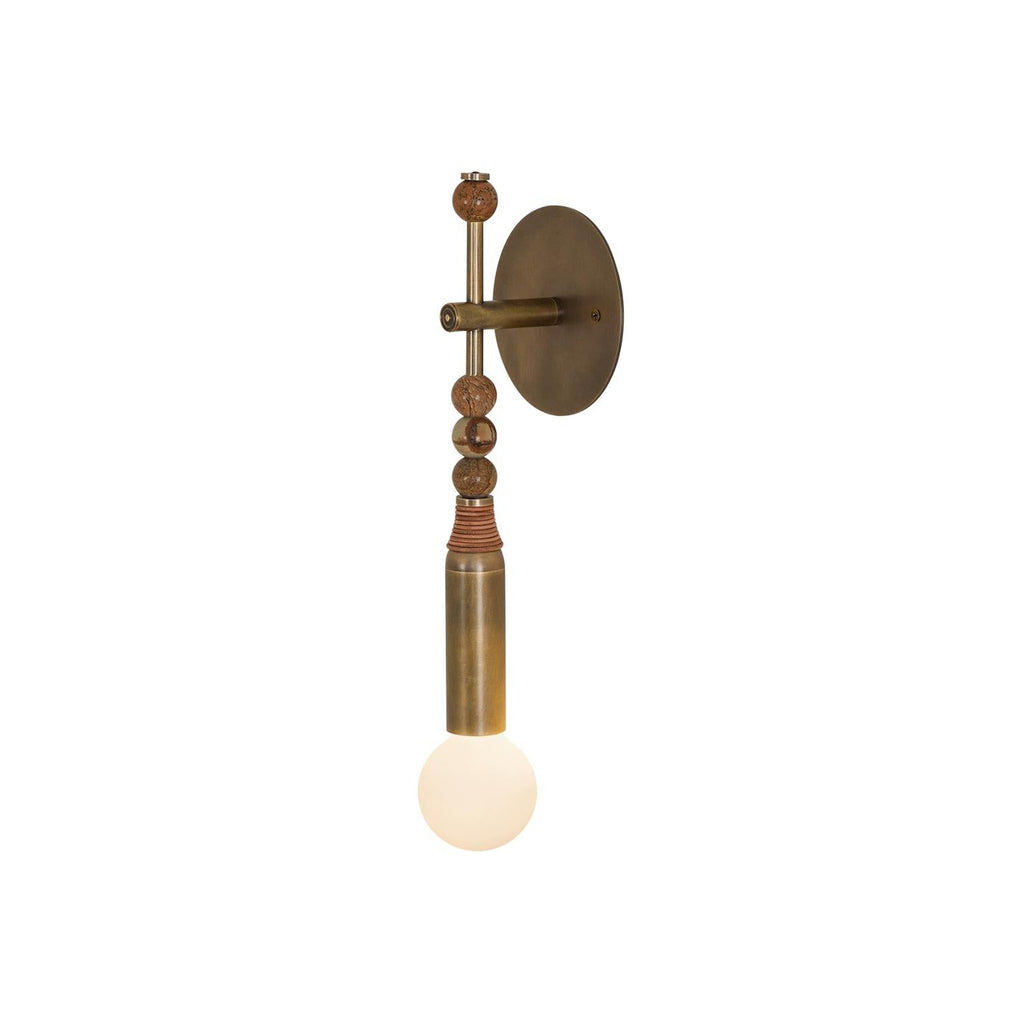 Toam Marble Brass Wall Lamp, Persepolis Inspired, Antique Brass Finish, 18.9 And 27.6 Inch