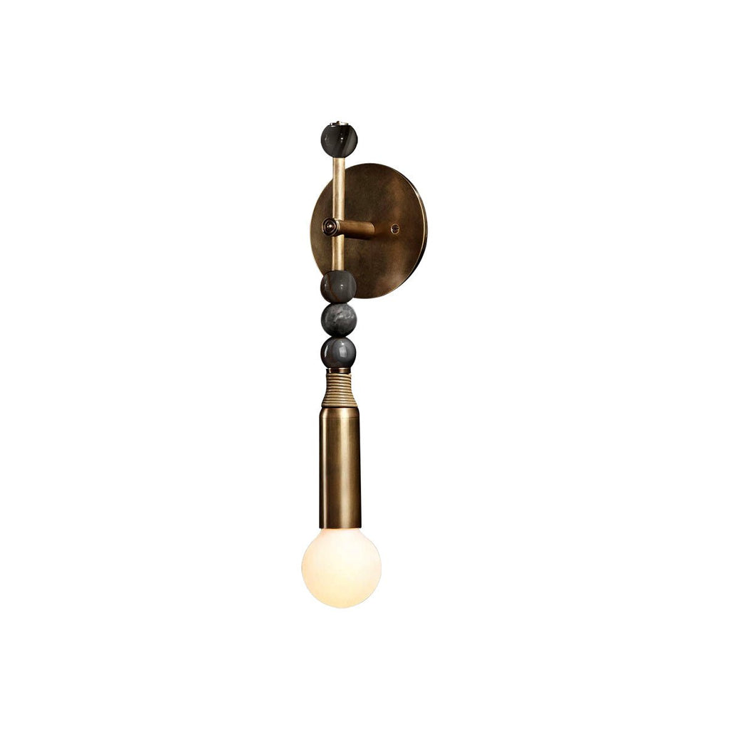 Toam Marble Brass Wall Lamp, Persepolis Inspired, Antique Brass Finish, 18.9 And 27.6 Inch