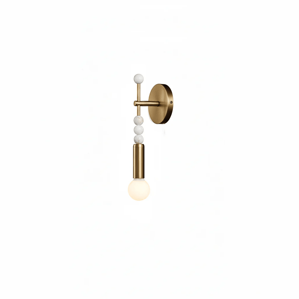 Toam Marble Brass Wall Lamp, Persepolis Inspired, Antique Brass Finish, 18.9 And 27.6 Inch