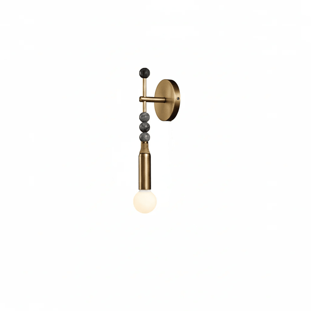 Toam Marble Brass Wall Lamp, Persepolis Inspired, Antique Brass Finish, 18.9 And 27.6 Inch