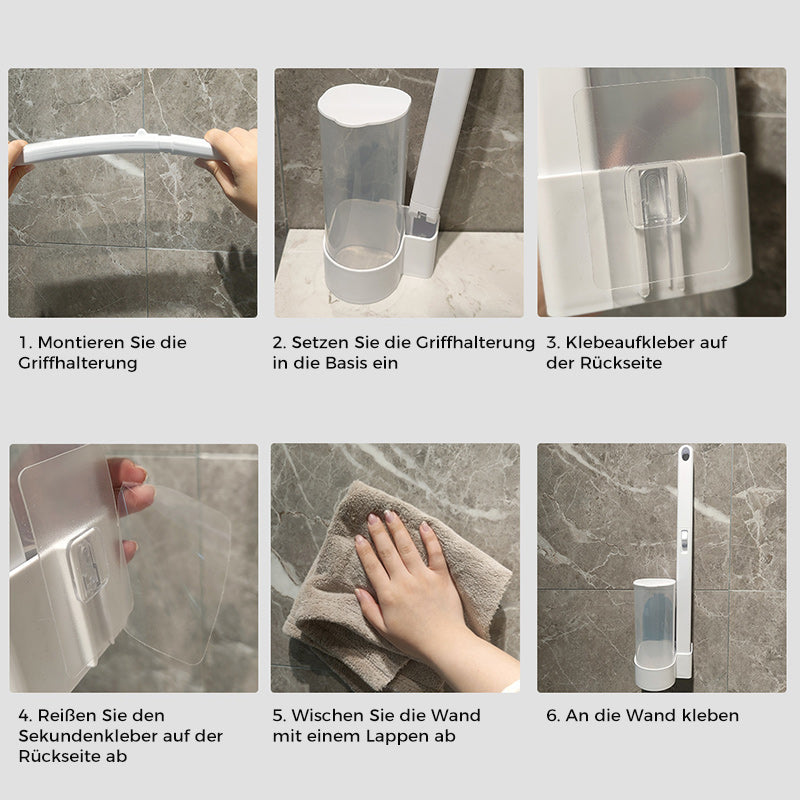 Toilet Brush With Disposable Heads And Holder For Hygienic Cleaning