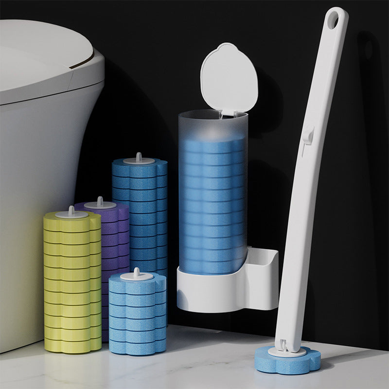 Toilet Brush With Disposable Heads And Holder For Hygienic Cleaning
