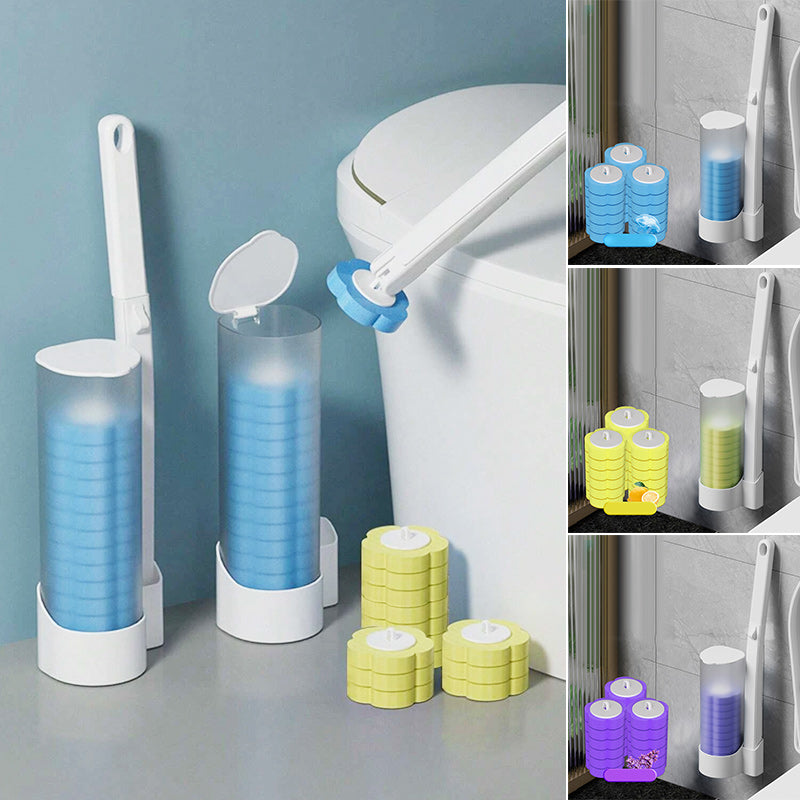 Toilet Brush With Disposable Heads And Holder For Hygienic Cleaning