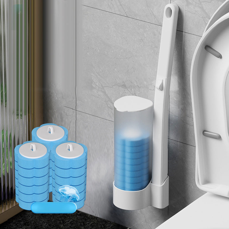 Toilet Brush With Disposable Heads And Holder For Hygienic Cleaning