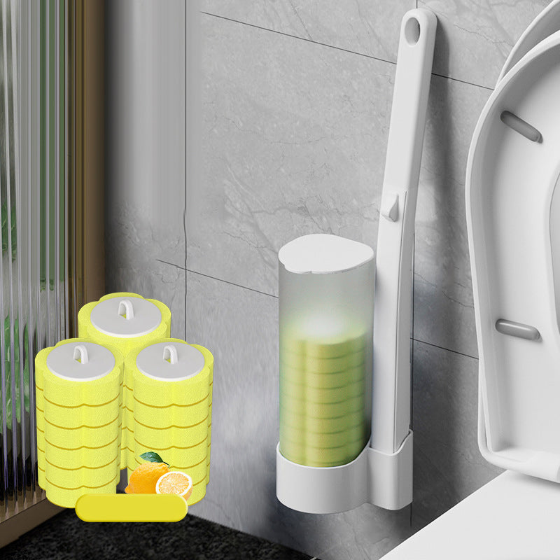 Toilet Brush With Disposable Heads And Holder For Hygienic Cleaning