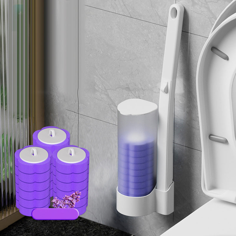 Toilet Brush With Disposable Heads And Holder For Hygienic Cleaning