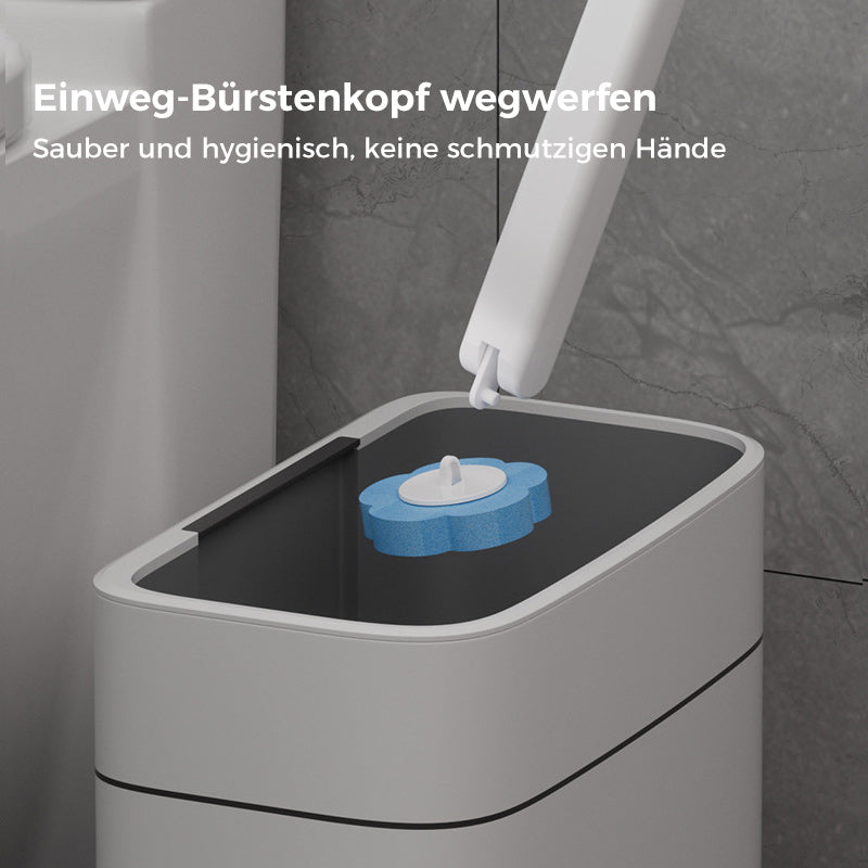 Toilet Brush With Disposable Heads And Holder For Hygienic Cleaning