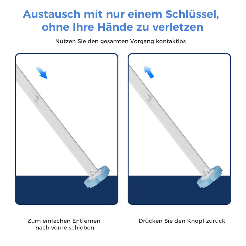 Toilet Brush With Disposable Heads And Holder For Hygienic Cleaning