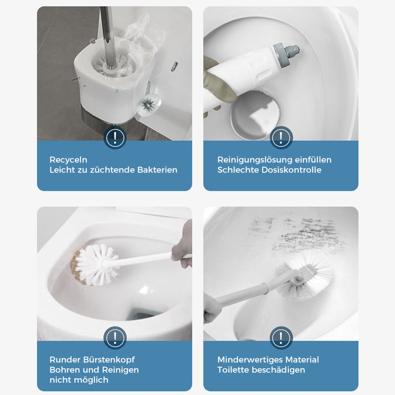 Toilet Brush With Disposable Heads And Holder For Hygienic Cleaning