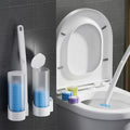 Toilet Brush With Disposable Heads And Holder For Hygienic Cleaning