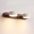 Natural Travertine Wall Light With Wooden Base And Dual LED Bulbs