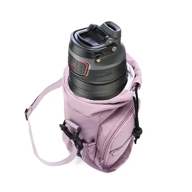 Borsa a tracolla compatta per borraccia - portaborraccia con coulisse e tasca anteriore con cerniera