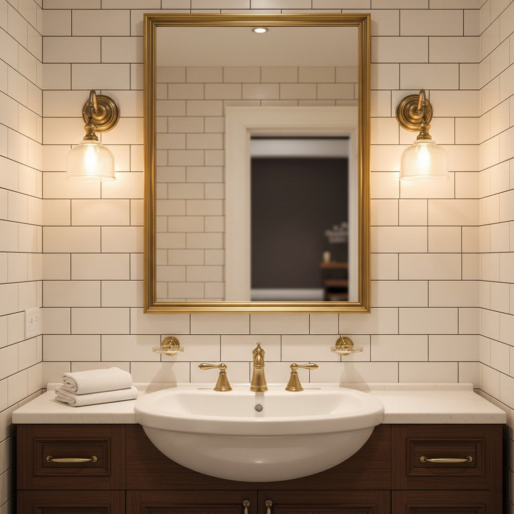 Tristan Brass And Glass Wall Lamp With Warm Light For Kitchen, Dining And Living