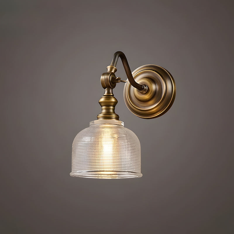 Tristan Brass And Glass Wall Lamp With Warm Light For Kitchen, Dining And Living