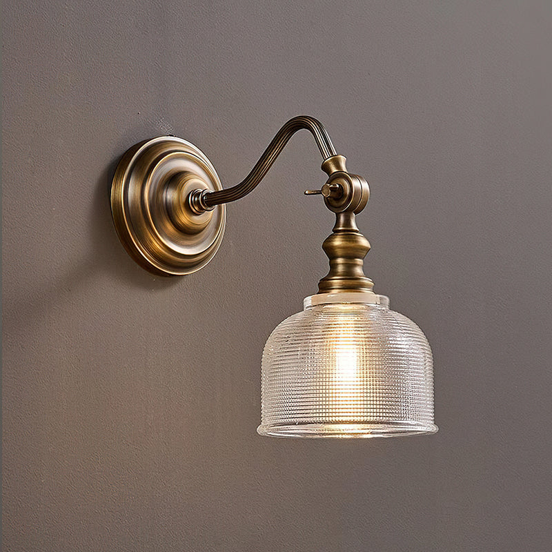 Tristan Brass And Glass Wall Lamp With Warm Light For Kitchen, Dining And Living