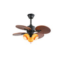 Remote Controlled Six Speed Ceiling Fan With Glass Lampshade Tropical Style