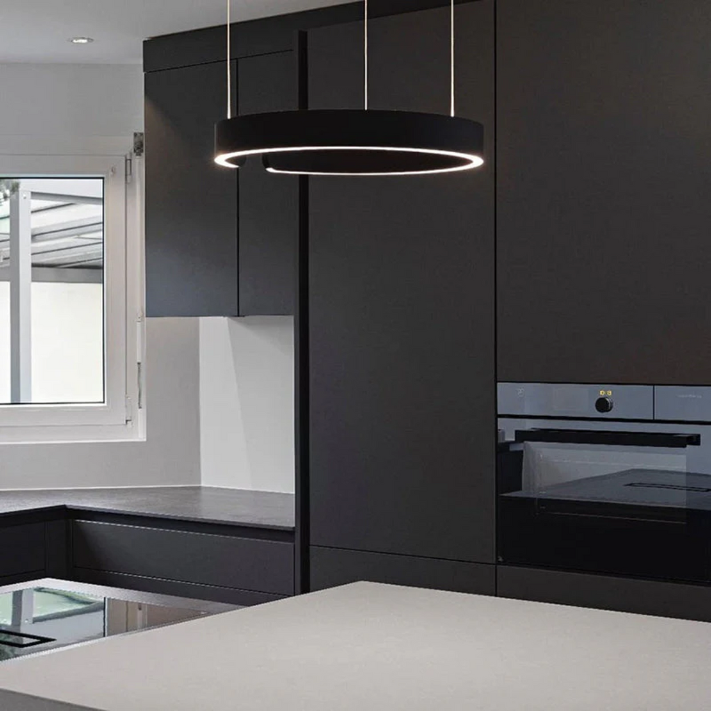 LumaNova Dimmable Pendant Light With Circular LED Illumination For Dining Rooms And Living Rooms