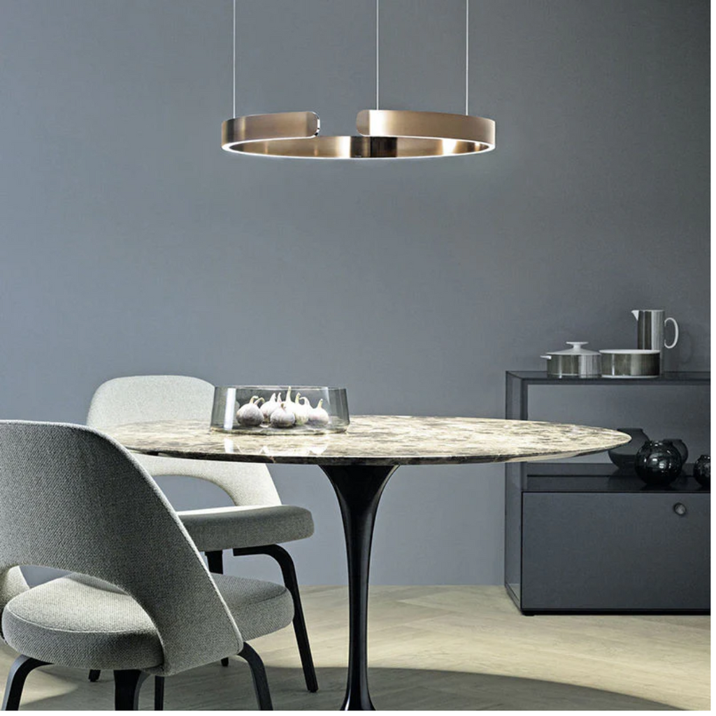 LumaNova Dimmable Pendant Light With Circular LED Illumination For Dining Rooms And Living Rooms