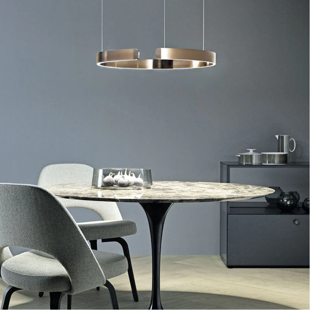 LumaNova Dimmable Pendant Light With Circular LED Illumination For Dining Rooms And Living Rooms