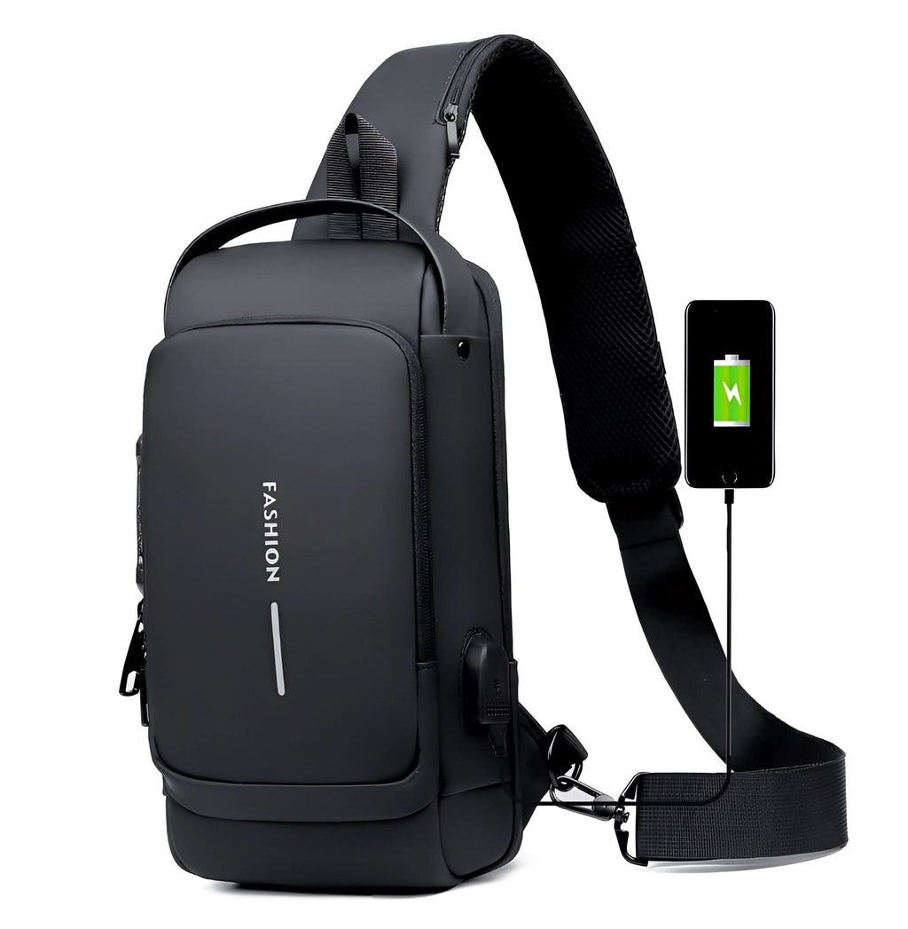 תיק גב מאובטח למחשב נייד UrbanTech - טעינת USB, מבנה עמיד למים