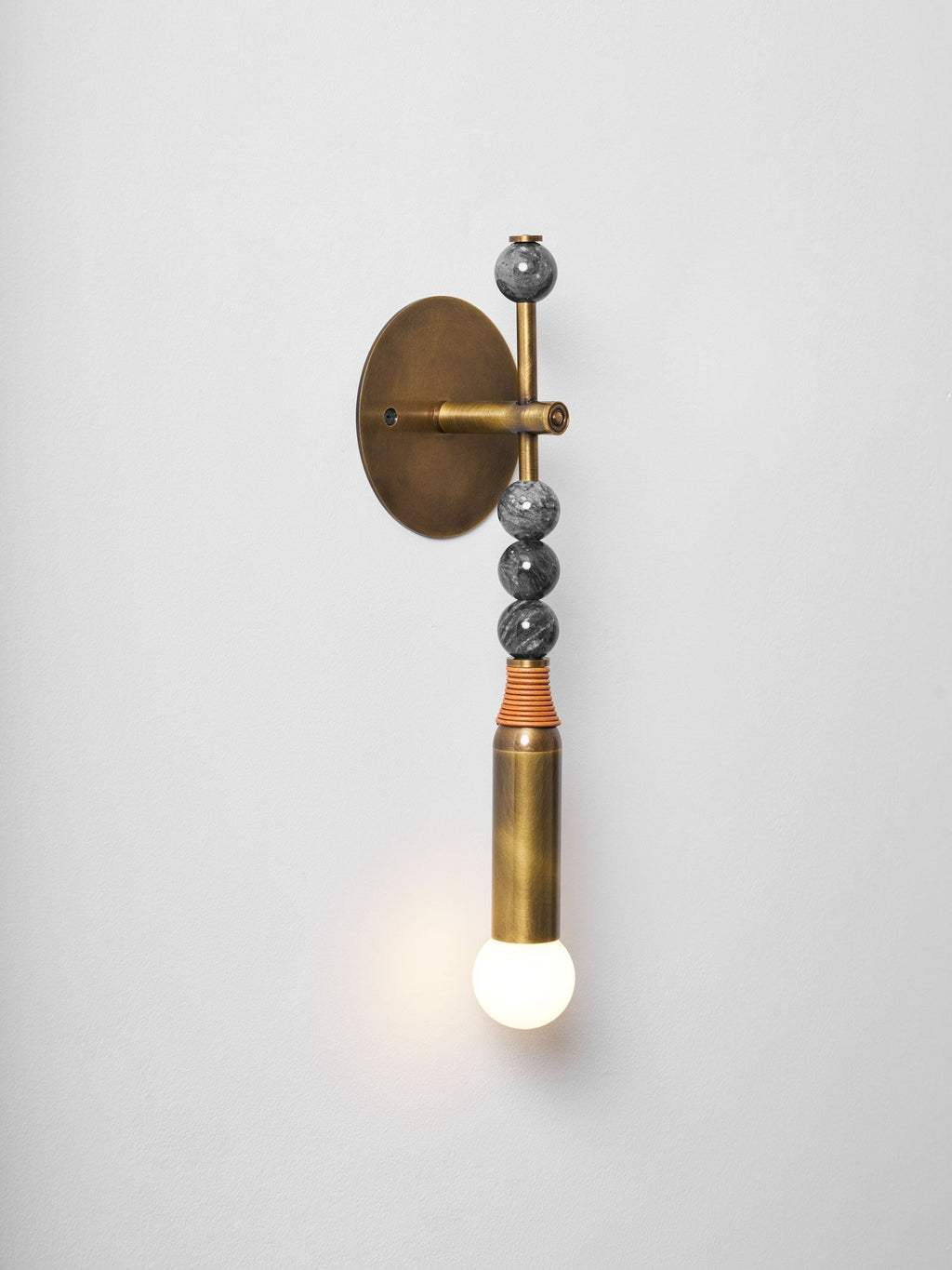 Toam Marble Brass Wall Lamp, Persepolis Inspired, Antique Brass Finish, 18.9 And 27.6 Inch