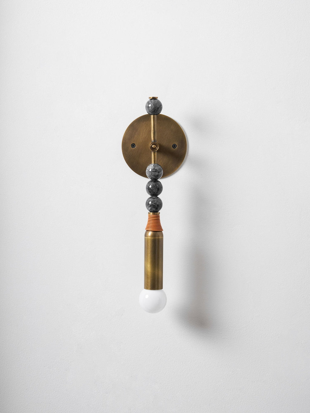 Toam Marble Brass Wall Lamp, Persepolis Inspired, Antique Brass Finish, 18.9 And 27.6 Inch