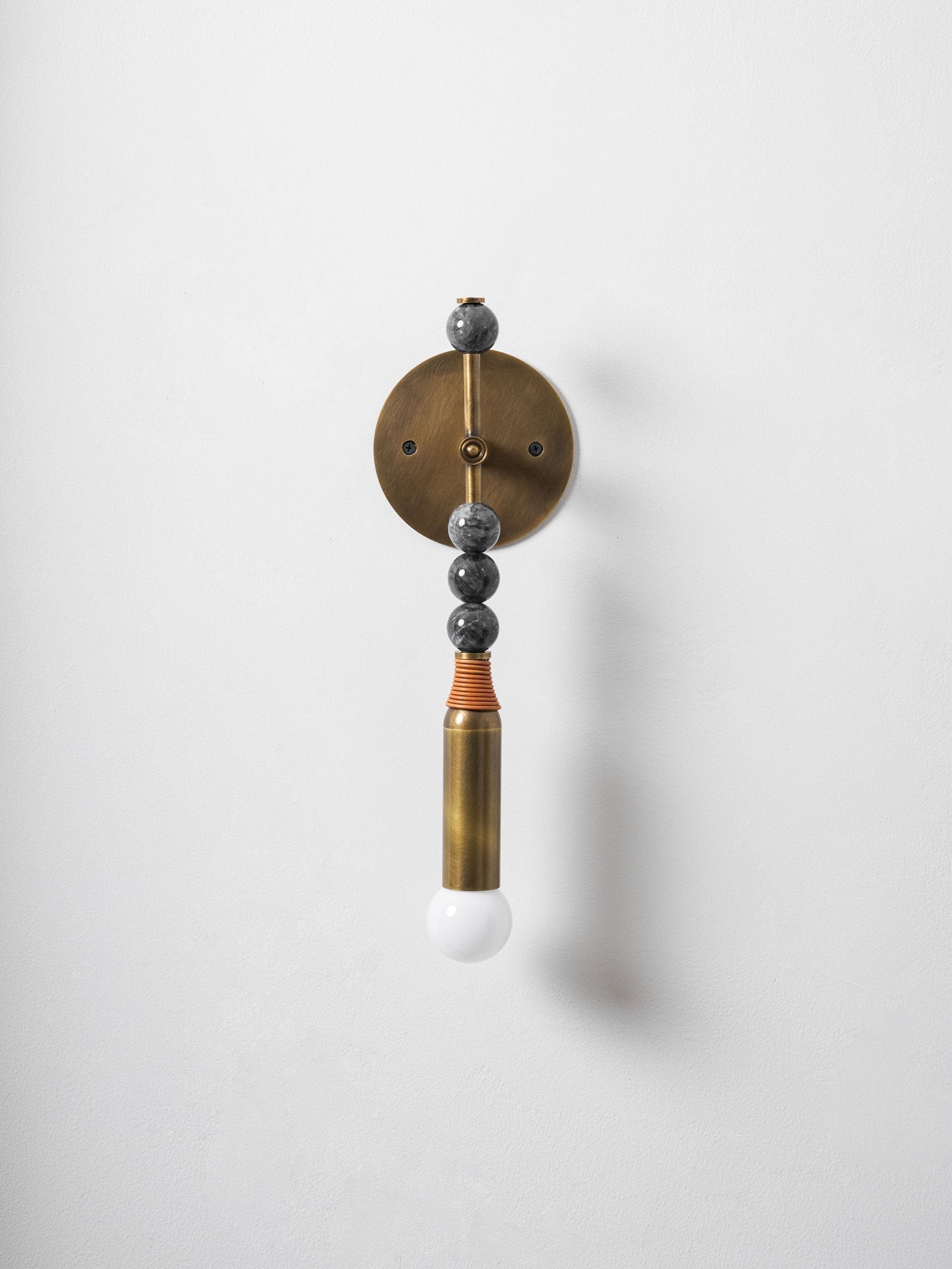 Toam Marble Brass Wall Lamp, Persepolis Inspired, Antique Brass Finish, 18.9 And 27.6 Inch