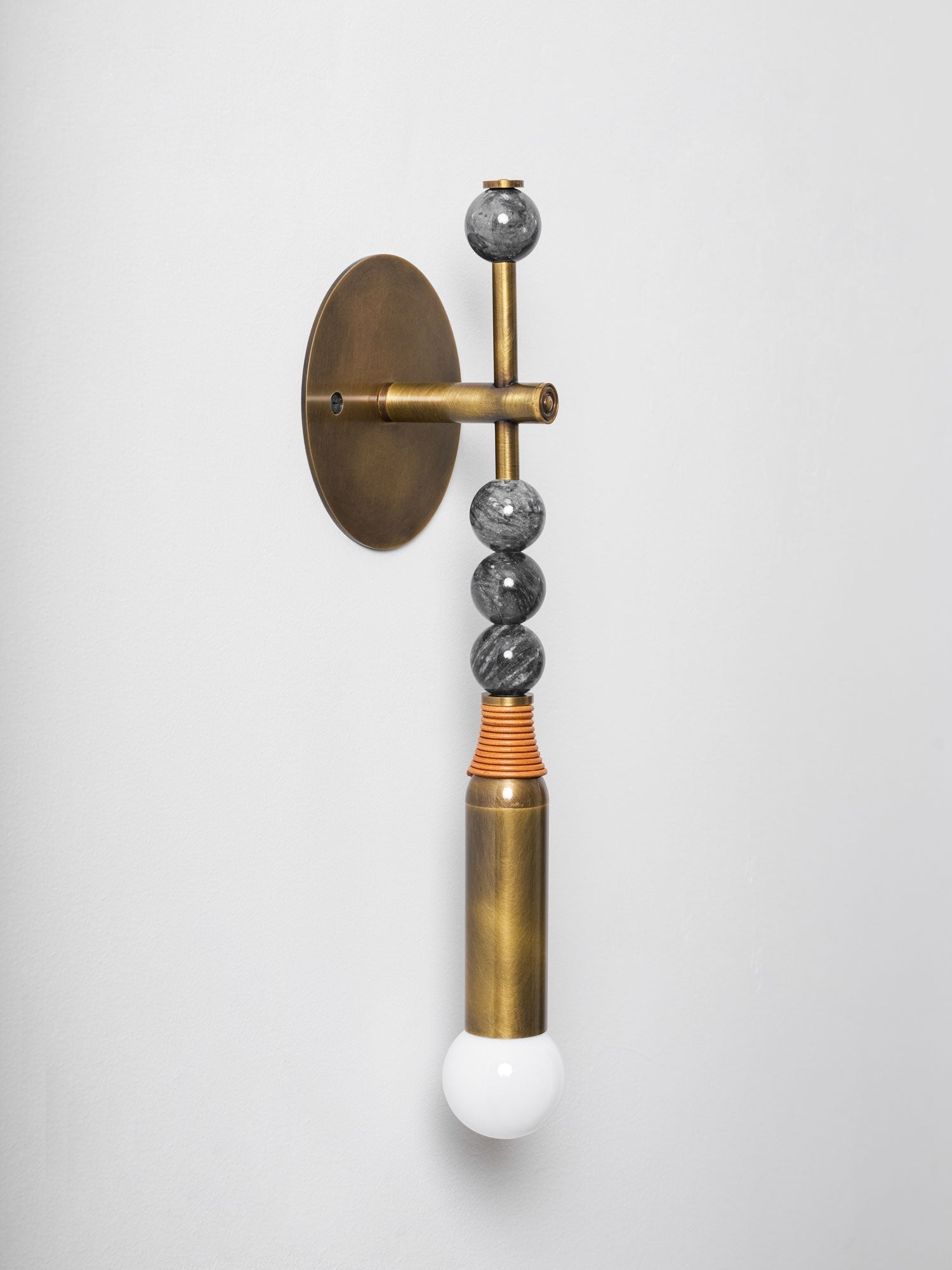 Toam Marble Brass Wall Lamp, Persepolis Inspired, Antique Brass Finish, 18.9 And 27.6 Inch