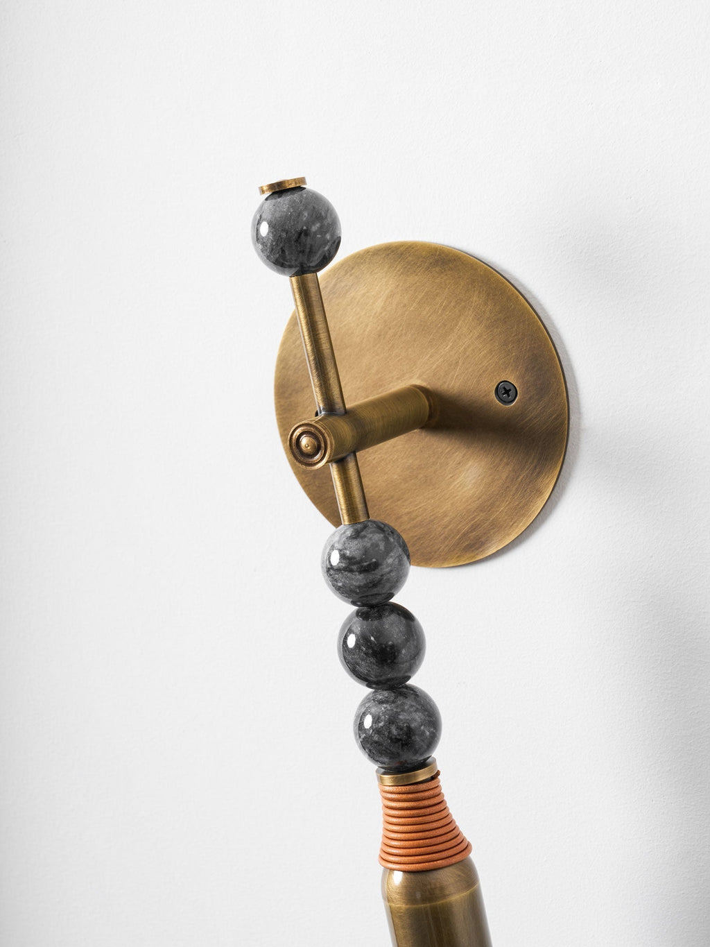 Toam Marble Brass Wall Lamp, Persepolis Inspired, Antique Brass Finish, 18.9 And 27.6 Inch