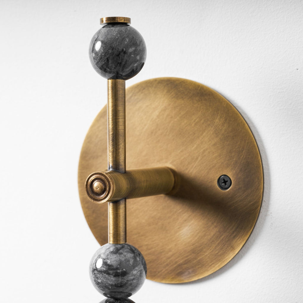 Toam Marble Brass Wall Lamp, Persepolis Inspired, Antique Brass Finish, 18.9 And 27.6 Inch