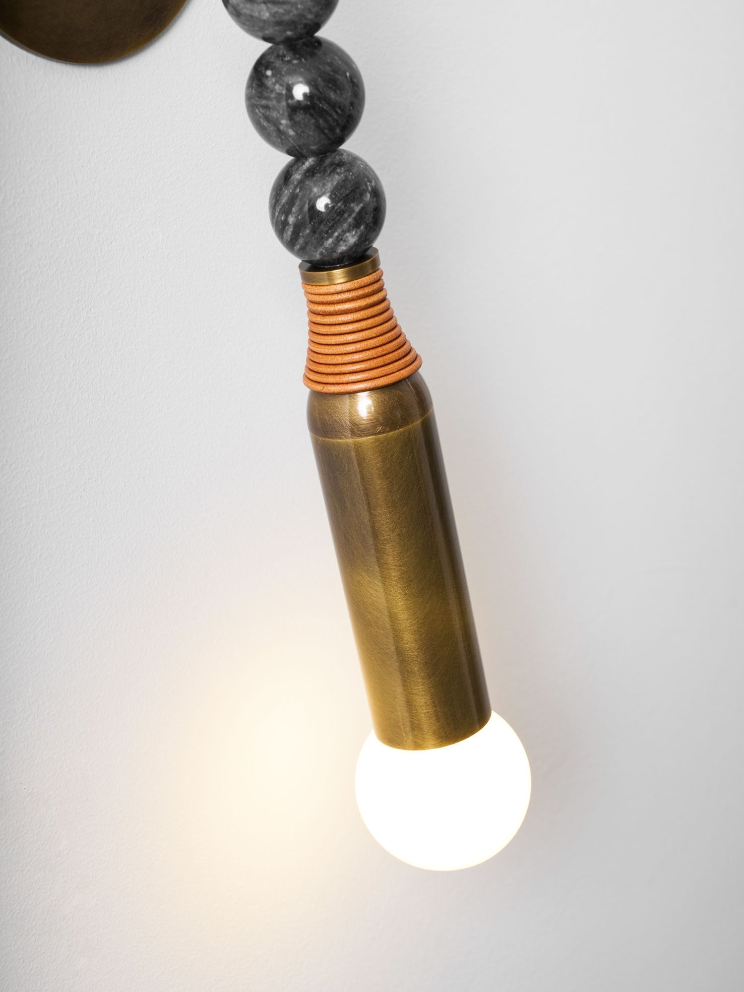 Toam Marble Brass Wall Lamp, Persepolis Inspired, Antique Brass Finish, 18.9 And 27.6 Inch