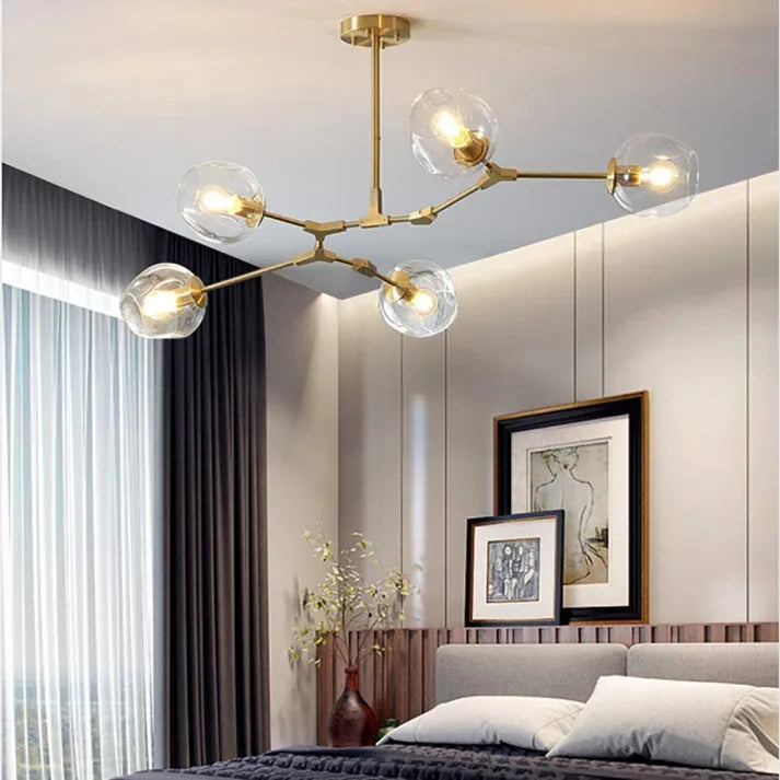 LustraNova Pendant Light With Glass Orbs And Branching Arms For Ambient Living Room Lighting