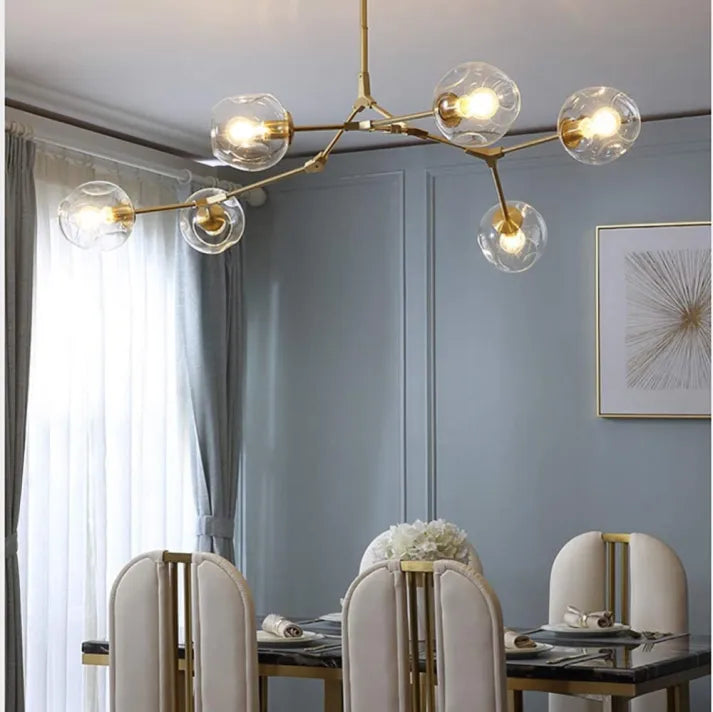LustraNova Pendant Light With Glass Orbs And Branching Arms For Ambient Living Room Lighting