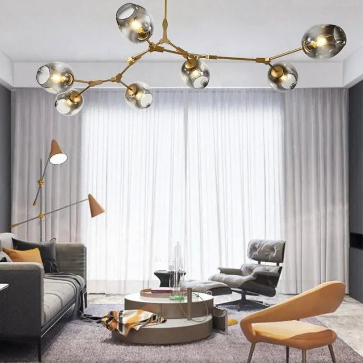 LustraNova Pendant Light With Glass Orbs And Branching Arms For Ambient Living Room Lighting