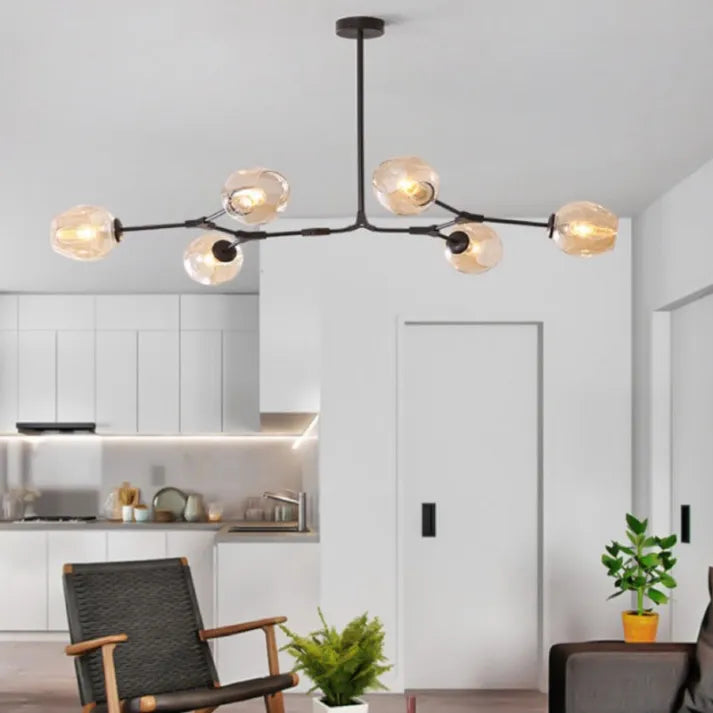 LustraNova Pendant Light With Glass Orbs And Branching Arms For Ambient Living Room Lighting