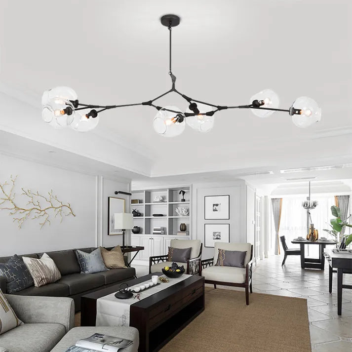 LustraNova Pendant Light With Glass Orbs And Branching Arms For Ambient Living Room Lighting