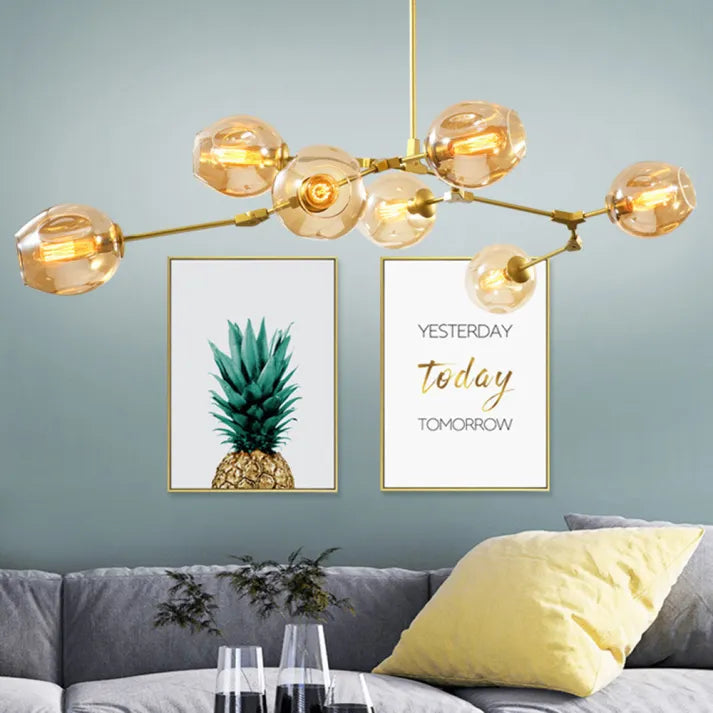 LustraNova Pendant Light With Glass Orbs And Branching Arms For Ambient Living Room Lighting