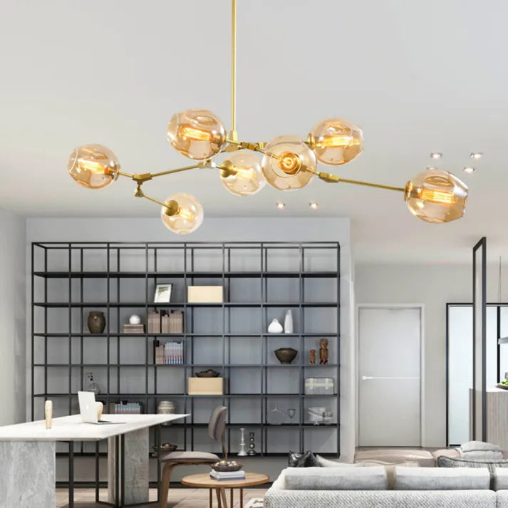 LustraNova Pendant Light With Glass Orbs And Branching Arms For Ambient Living Room Lighting