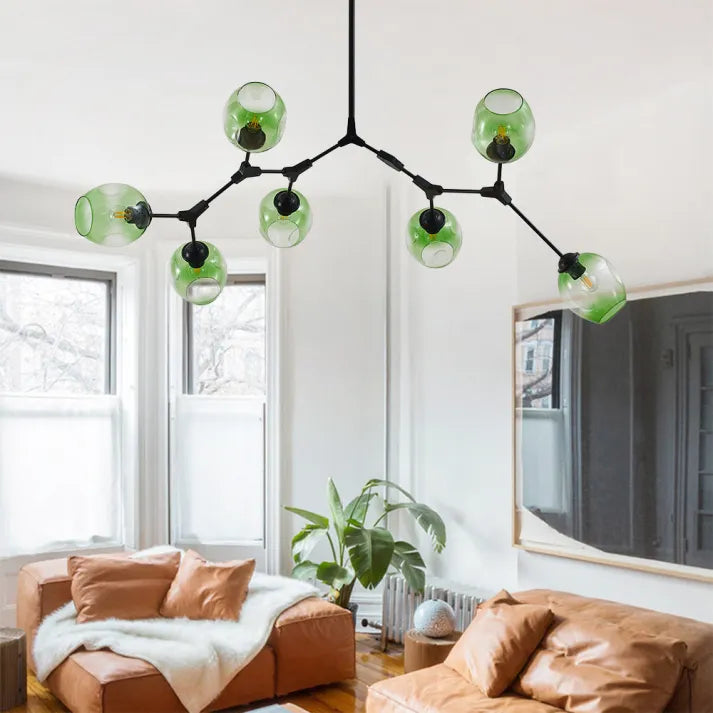 LustraNova Pendant Light With Glass Orbs And Branching Arms For Ambient Living Room Lighting