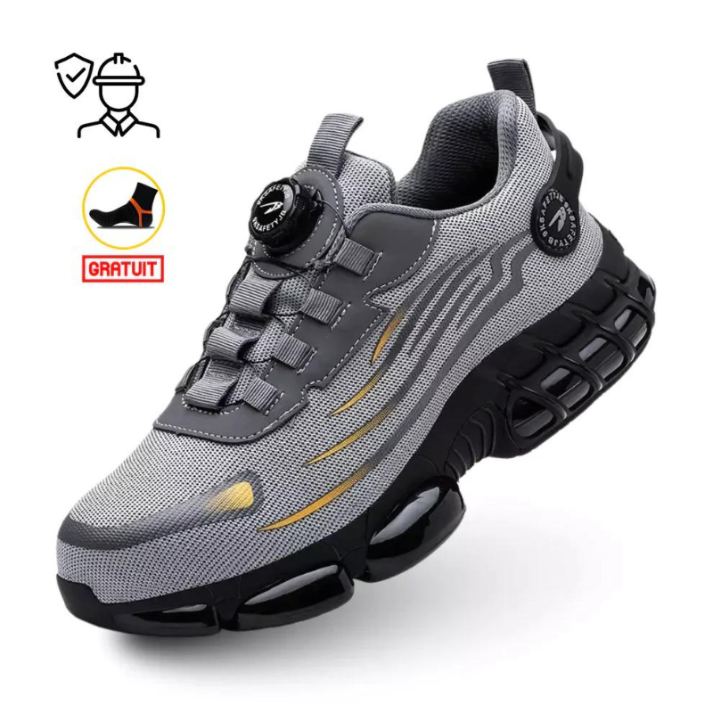 Steel Toe Work Shoes With Grippy Rubber Sole For Secure Traction