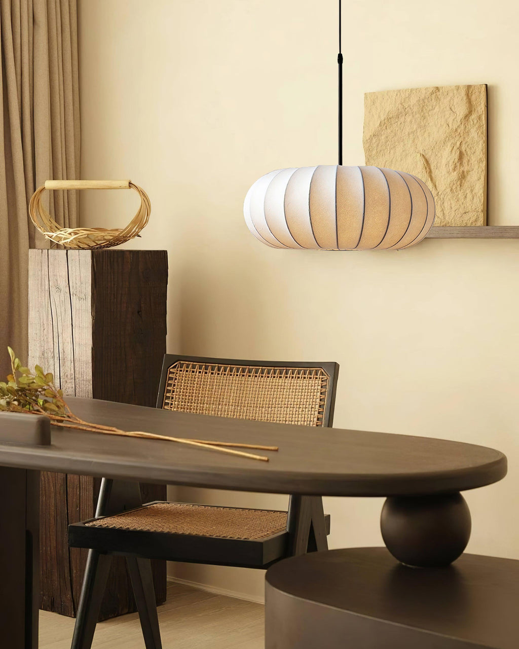 Aero Pendant Light With Natural Materials For Kitchen And Dining Areas In Modern Homes And Spaces