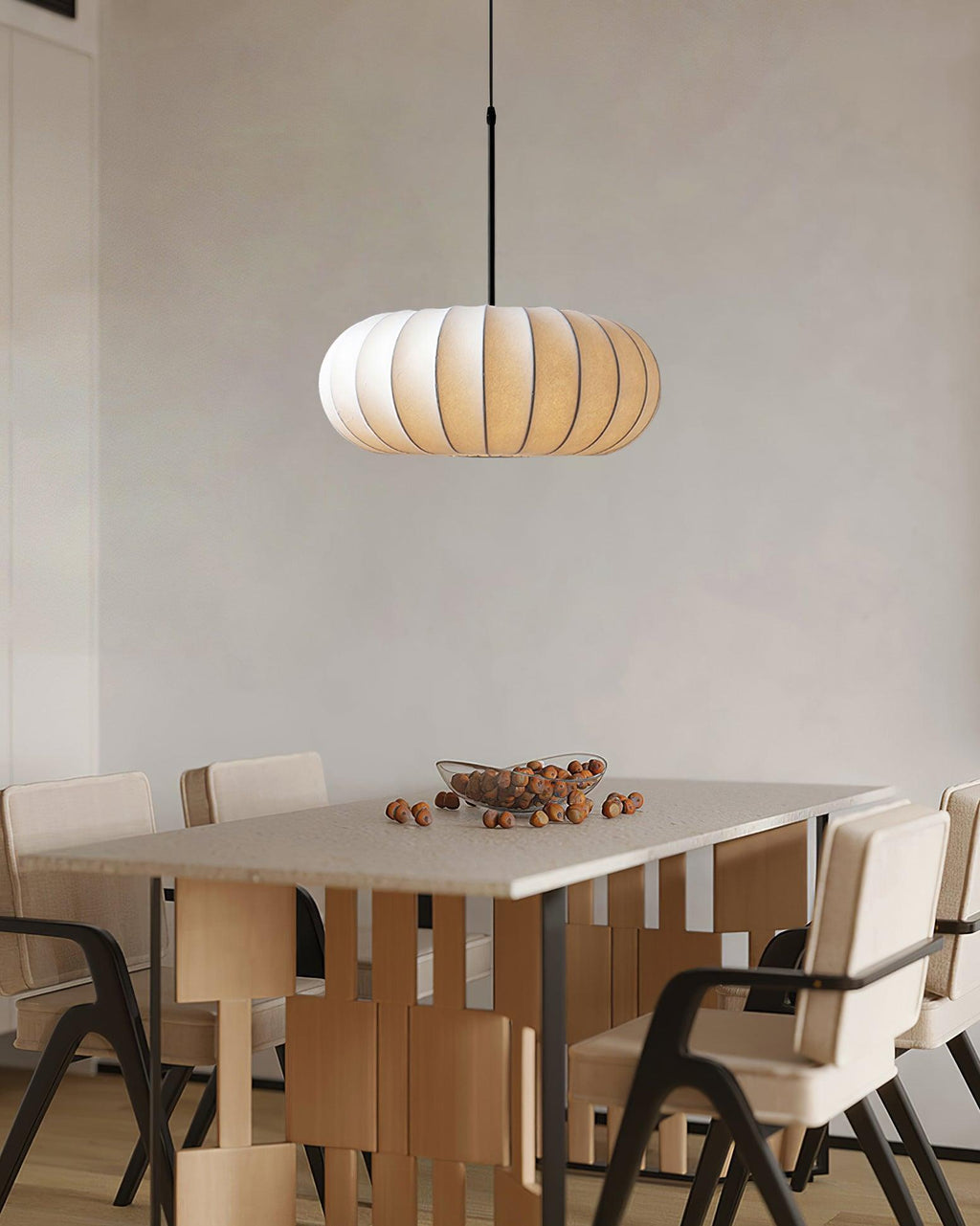 Aero Pendant Light With Natural Materials For Kitchen And Dining Areas In Modern Homes And Spaces