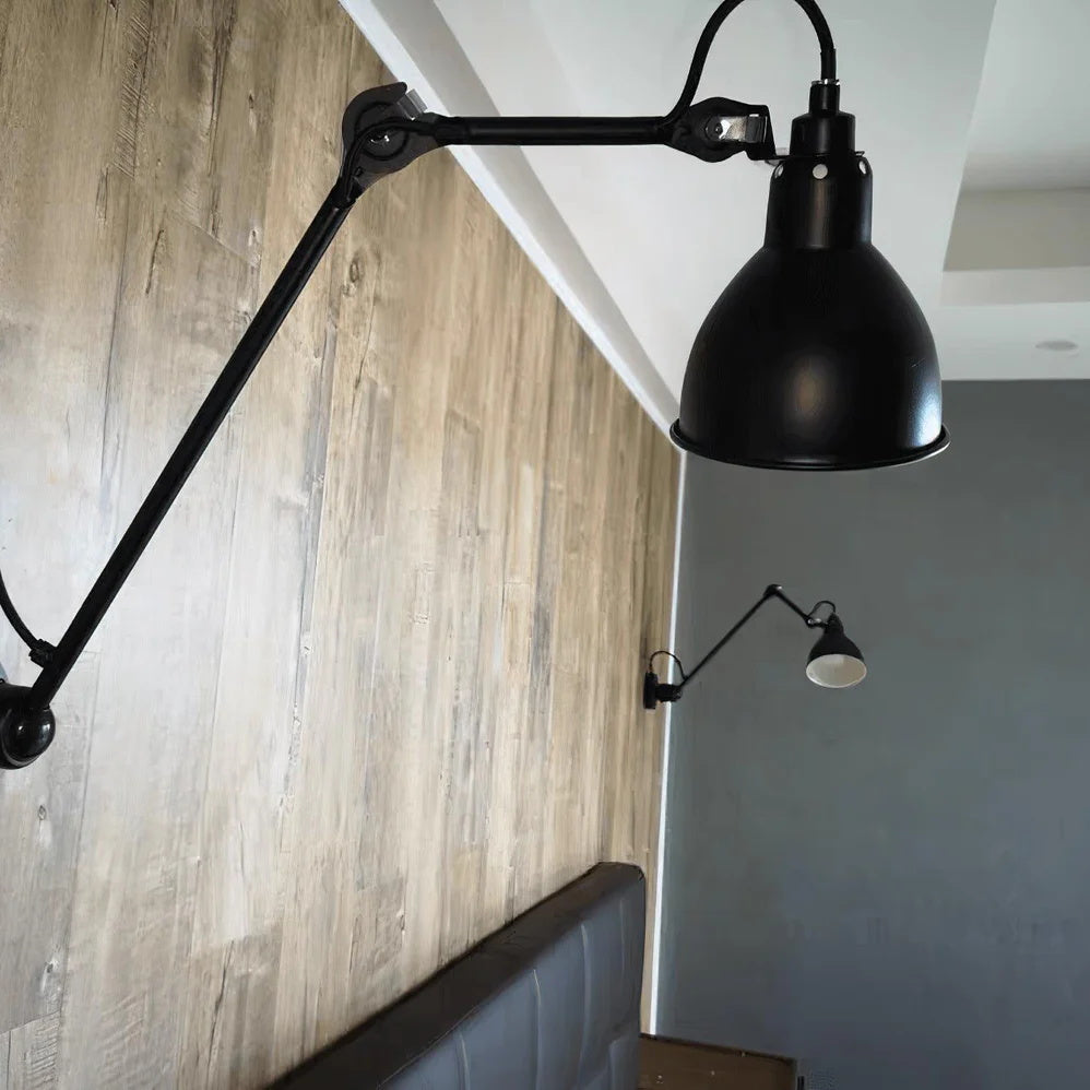 Matte Black Wall Lamp With Adjustable Arm For Reading Corner
