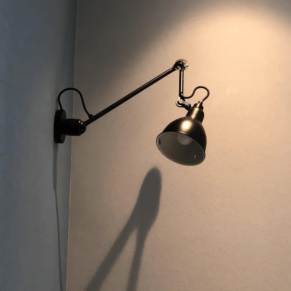 Matte Black Wall Lamp With Adjustable Arm For Reading Corner
